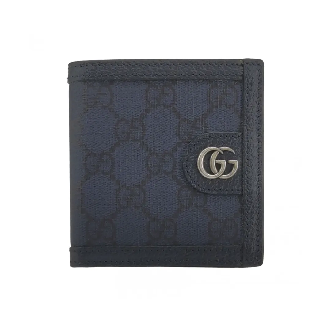 Кошелек Ophidia из синей воловьей кожи с монограммой и Double G · фото 1