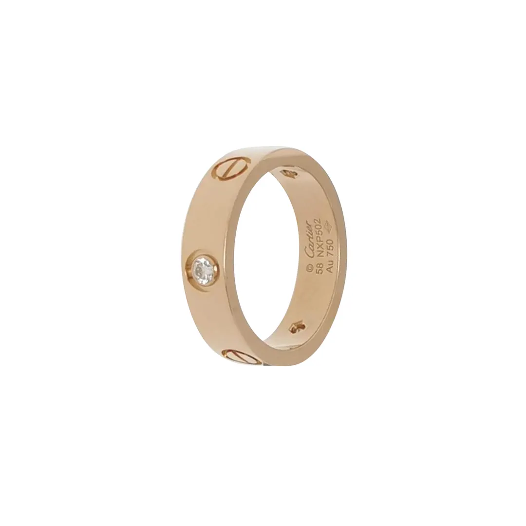Кольцо Love из розового золота 18K с бриллиантами, размер 18 · фото 1