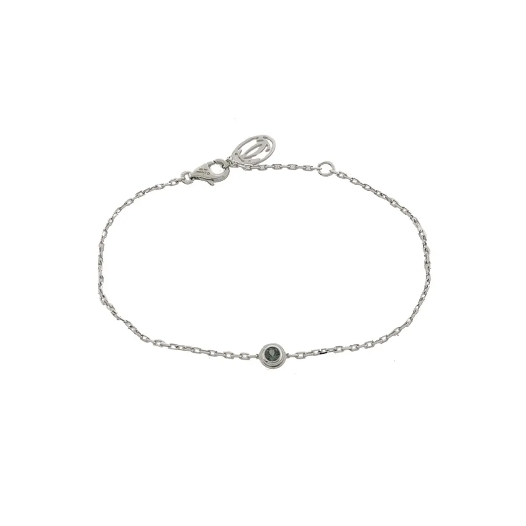 Браслет Cartier d'Amour из белого золота 18К с сапфиром и подвеской-диском · фото 1