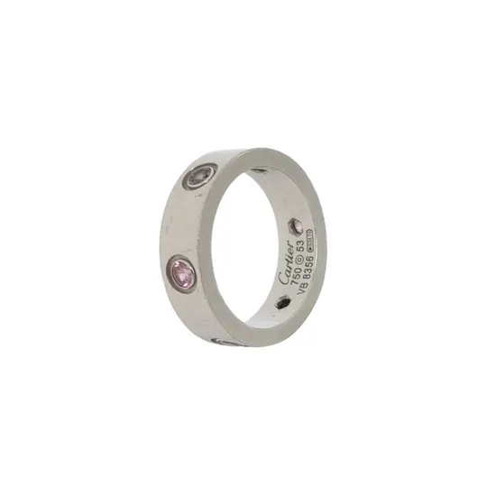 Кольцо Love из белого золота 18K с аквамарином, кристаллами и сапфирами, размер 14