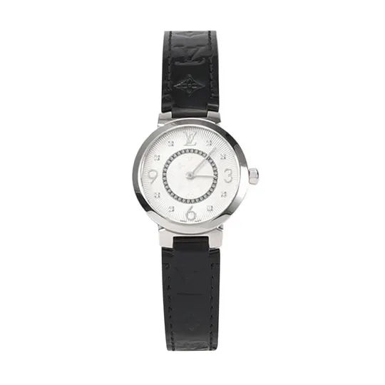 Женские кварцевые часы TAMBOUR SLIM из нержавеющей стали с бриллиантами и белым циферблатом