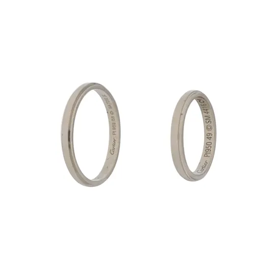 Парные кольца Cartier d'Amour из платины PT950 в форме летающей тарелки, размеры 10 и 18