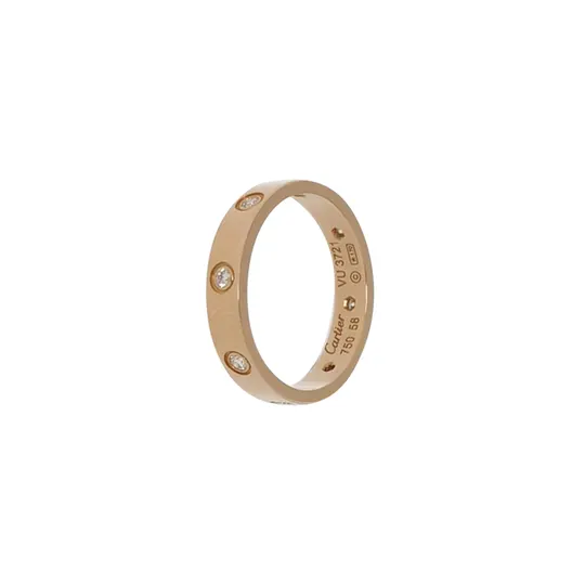 Кольцо Love из розового золота 18K с бриллиантами, размер 15