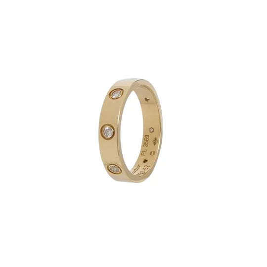 Кольцо Love из жёлтого золота 18K с бриллиантами, размер 13